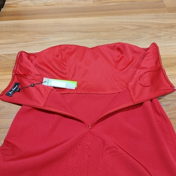 Sam Edelman Red Bow Front Sheath Strapless Dress Size 10 - Picture 8 of 13